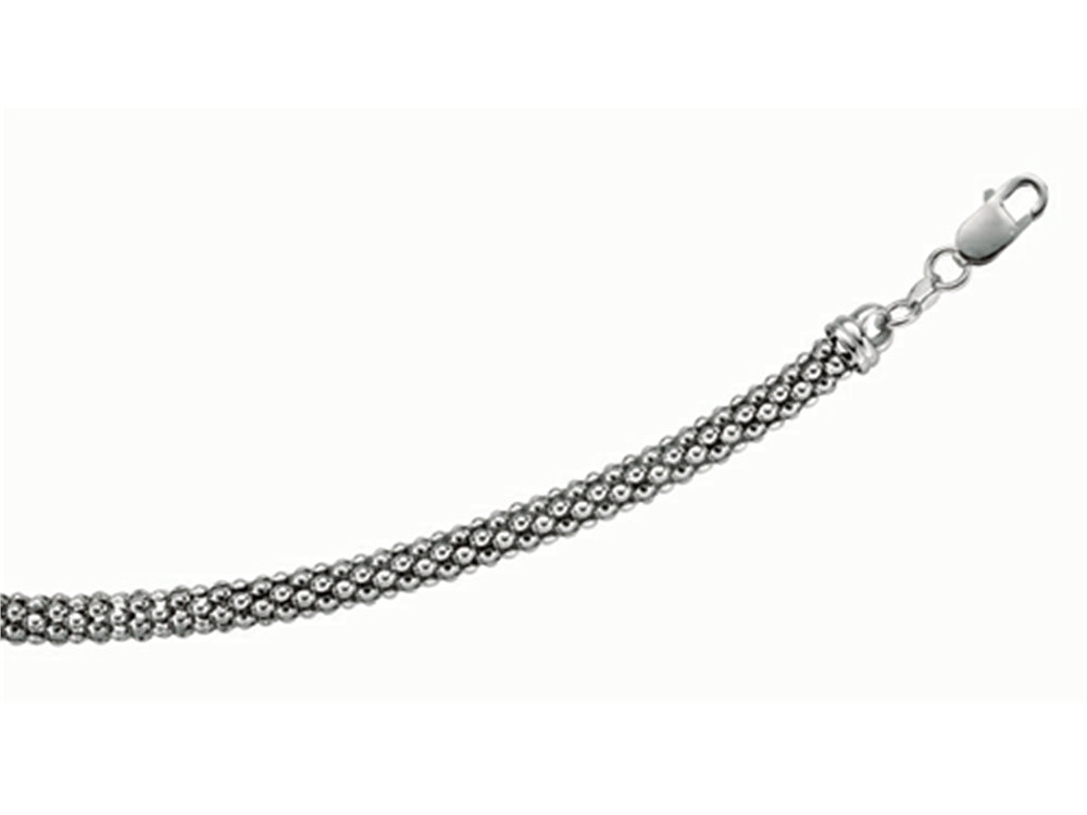 Finejewelers Rhodium Plated 7.5 Inch Round Popcorn like Bracelet with Lobster Clasp