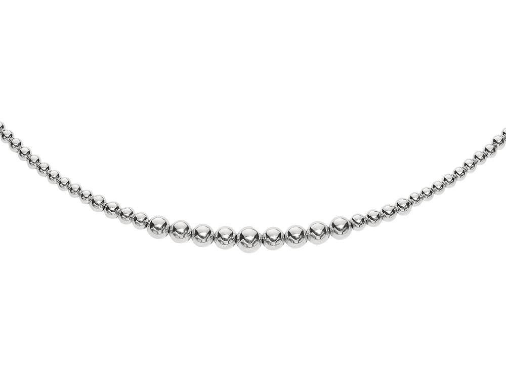 Finejewelers Rhodium Plated 17 Inch 6-12mm Round Bead Graduated Necklace with Lobster Clasp