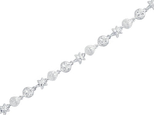 Finejewelers 925 Sterling Silver 7.25 Inch Starfish, Shell, and Flat Round Link Sea Life Bracelet Lobster