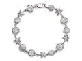 Finejewelers 925 Sterling Silver 7.25 Inch Starfish, Shell, and Flat Round Link Sea Life Bracelet Lobster
