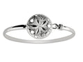 Finejewelers 925 Sterling Silver 7 Inch Flat Dome Bangle with Bright Cut Round Flower Top