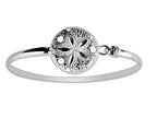 Finejewelers 925 Sterling Silver 7 Inch Flat Dome Bangle with Bright Cut Round Flower Top
