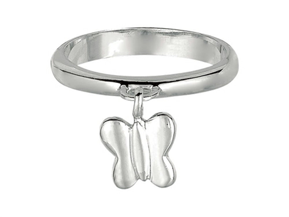 Finejewelers 925 Sterling Silver Polished Butterfly Dangle Ring