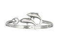 Finejewelers 925 Sterling Silver 7.5 Inch Dome Bangle with Two Dolphin Top