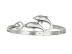 Finejewelers 925 Sterling Silver 7.5 Inch Dome Bangle with Two Dolphin Top