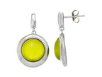 Finejewelers Sterling Silver Light Green Round Simulated Cat's Eye Drop Earrings