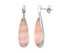 Finejewelers Sterling Silver Light Pink Long Simulated Cat's Eye Drop Earrings