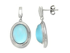 Finejewelers Sterling Silver Light Blue Oval Simulated Cat's Eye Drop Earrings