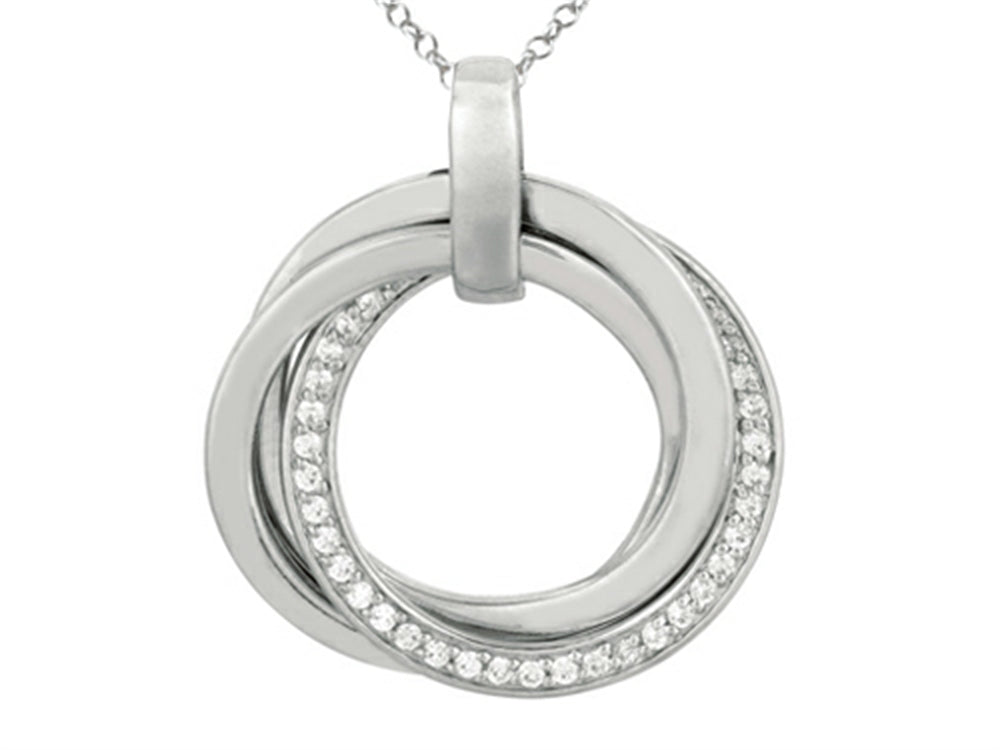 Finejewelers Sterling Silver Cubic Zirconia Circle Rings Ladies Pendant Necklace