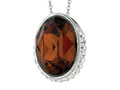 Finejewelers Sterling Silver 1.1mm Cable Chain Link Simulated Smokey Quartz Oval Ladies Pendant Necklace