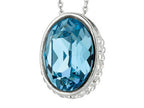 Finejewelers Sterling Silver 1.1mm Cable Chain Link Simulated Aquamarine Oval Ladies Pendant Necklace