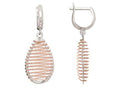 Finejewelers Sterling Silver with Rose Shiny Bright Cut Bird's Nest Teardrop Earrings