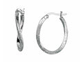 Finejewelers Sterling Silver Shiny Textured Stardust Twisted Oval Hoop Earrings