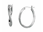 Finejewelers Sterling Silver Shiny Textured Stardust Twisted Oval Hoop Earrings