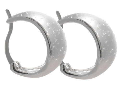 Finejewelers Sterling Silver Shiny Textured Stardust Graduated Hoop Earrings