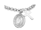 Finejewelers Sterling Silver 4.0mm Alternate Shiny Cross Slip On Ladies Bracelet