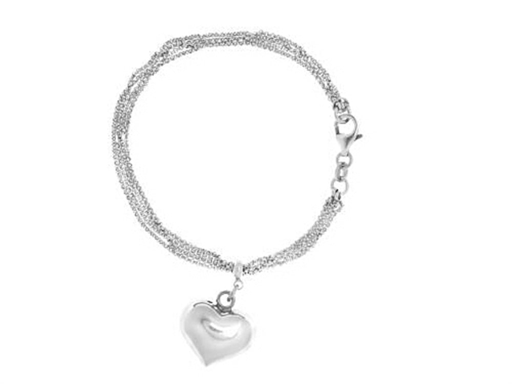 Finejewelers Sterling Silver 7 Shiny bright-cut Heart Ladies Bracelet