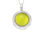 Finejewelers Sterling Silver Green Round Simulated Cat's Eye Ladies Pendant Necklace