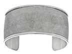Finejewelers Stainless Steel with White Glitter Finish Domed Cuff Bangle