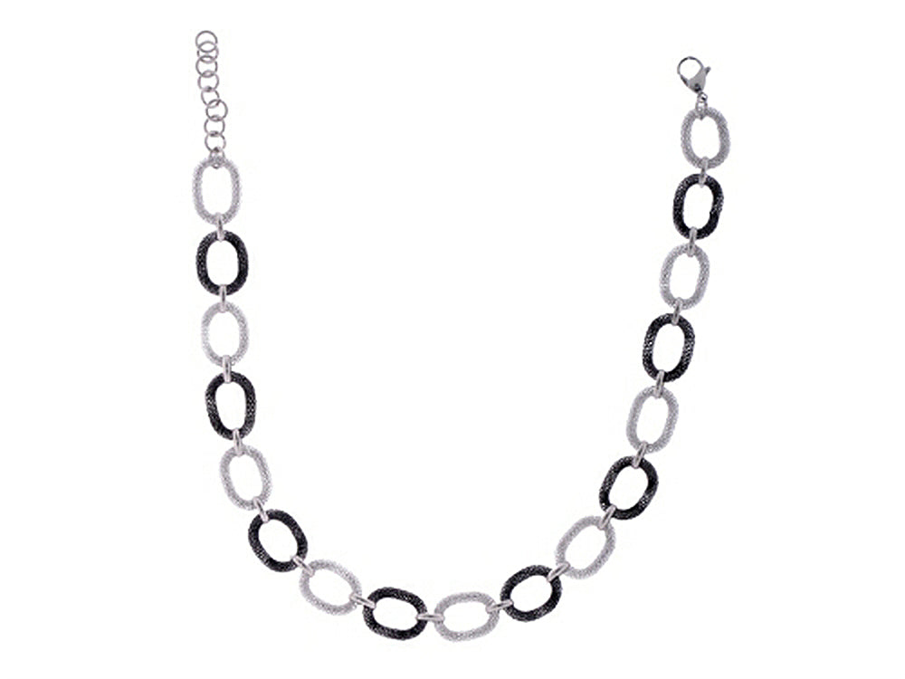 Finejewelers Stainless Steel Rhodium and Black Finish Ladies Necklace