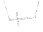 Finejewelers Sterling Silver Shiny Cable Bright Cut Cross Ladies Necklace