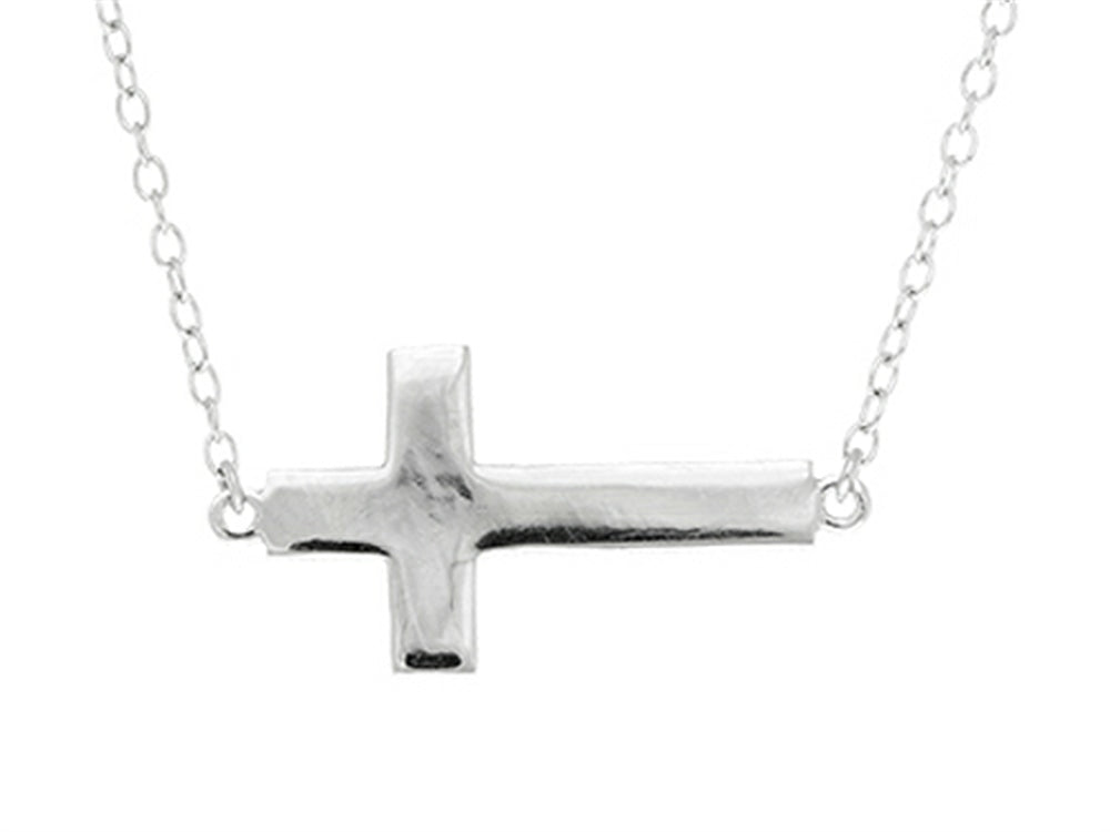 Finejewelers Sterling Silver Shiny Cable Cross Ladies Necklace