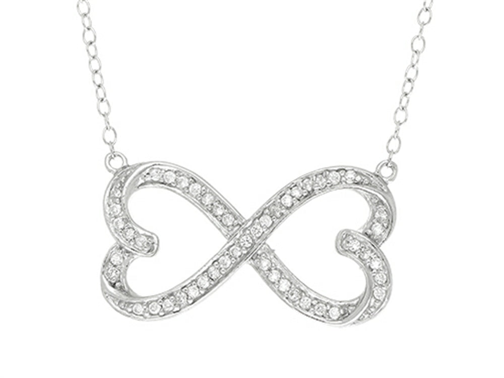 Finejewelers Sterling Silver Infinity Hearts with CZ's Shiny Cable Ladies Necklace