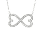 Finejewelers Sterling Silver Infinity Hearts with CZ's Shiny Cable Ladies Necklace