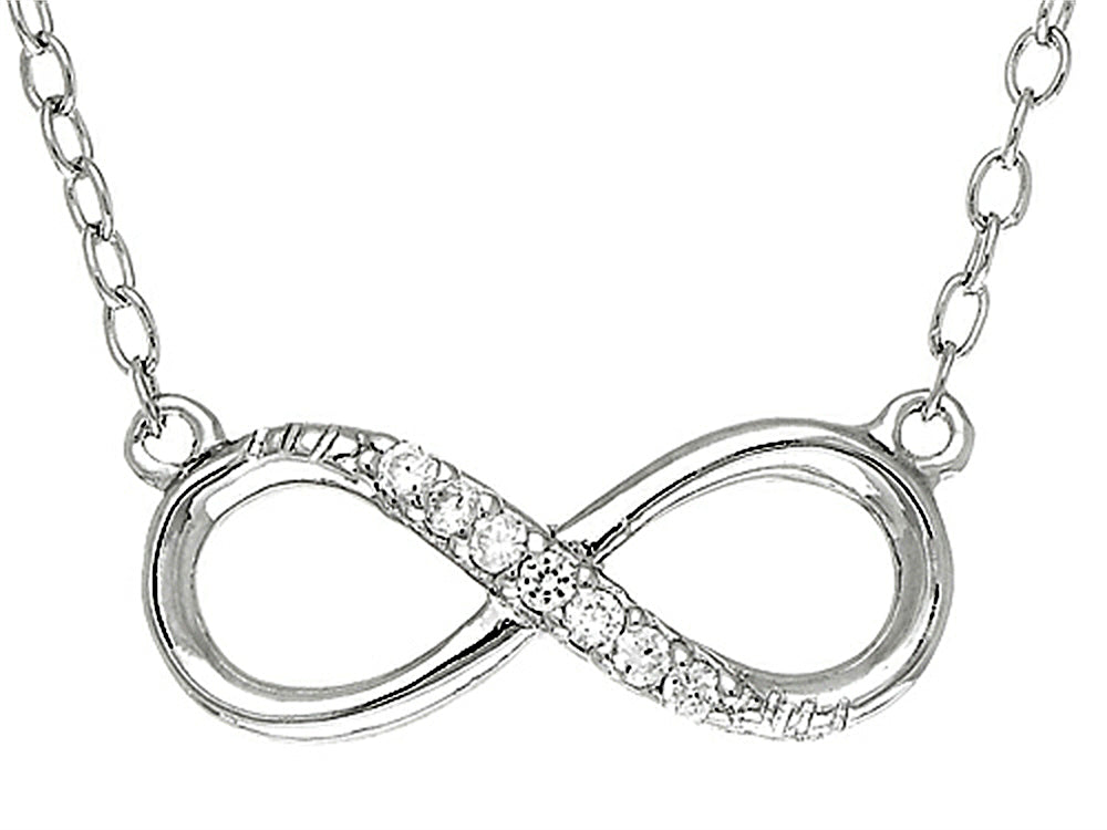 Finejewelers Sterling Silver Infinity With CZ's Shiny Cable Ladies Necklace