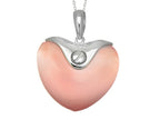 Finejewelers Sterling Silver Pink Heart Simulated Cat's Eye Ladies Pendant Necklace