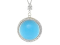 Finejewelers Sterling Silver Blue Round Simulated Cat's Eye Ladies Pendant Necklace