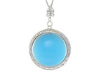 Finejewelers Sterling Silver Blue Round Simulated Cat's Eye Ladies Pendant Necklace