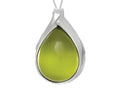 Finejewelers Sterling Silver Green Simulated Cat's Eye Ladies Pendant Necklace