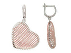 Finejewelers Sterling Silver with Rose Finish Shiny Bright Cut Bird's Nest Heart Earrings