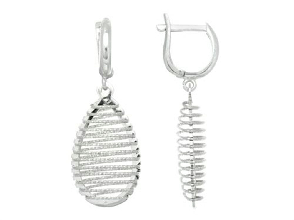 Finejewelers Sterling Silver Shiny Bright Cut Bird's Nest Teardrop Earrings