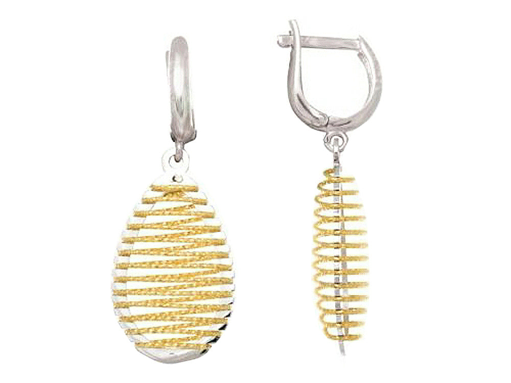 Finejewelers Sterling Silver with Yellow Finish Shiny Bright Cut Bird's Nest Teardrop Earrings