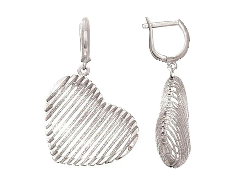 Finejewelers Sterling Silver with Shiny Bright Cut Bird's Nest Heart Earrings