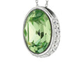 Finejewelers Sterling Silver 1.1mm Cable Chain Link Simulated Peridot Oval Ladies Pendant Necklace