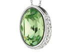 Finejewelers Sterling Silver 1.1mm Cable Chain Link Simulated Peridot Oval Ladies Pendant Necklace