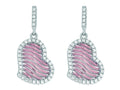 Finejewelers Silver Rose Finish Rose Mesh Puffed Type Heart Drop Earrings On Post Butterfly Clasp