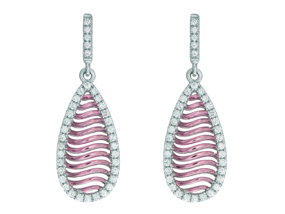 Finejewelers Silver with Rose Finish Rose Mesh Puffed Type Teardrop Earrings On Post with Butterfly Clasp
