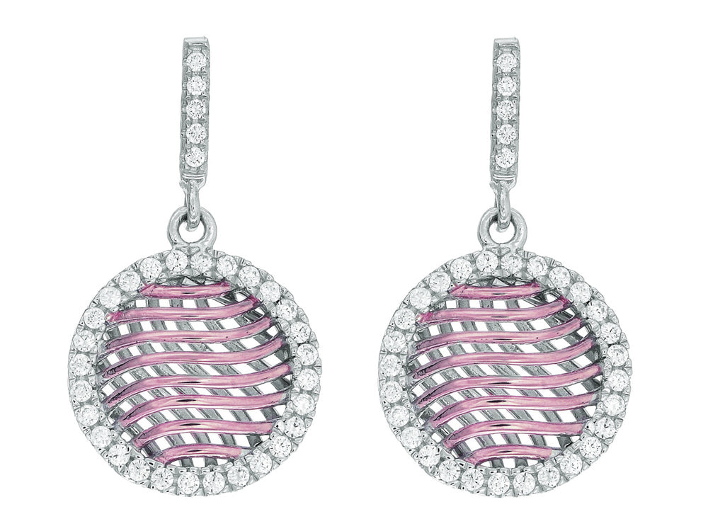 Finejewelers Silver with Rose Finish Rose Mesh Puffed Type Round Earrings On Post with Butterfly Clasp