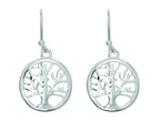 Finejewelers Silver with Rhodium Finish Shiny Round Tree Of Life Drop Earrings