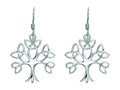 Finejewelers Silver with Rhodium Finish Shiny Trinity Tree of Life Drop Earrings