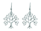 Finejewelers Silver with Rhodium Finish Shiny Trinity Tree of Life Drop Earrings