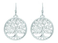 Finejewelers Silver with Rhodium Finish Shiny Round Swirl Tree Of Life Drop Earrings