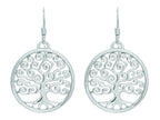 Finejewelers Silver with Rhodium Finish Shiny Round Swirl Tree Of Life Drop Earrings