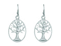 Finejewelers Silver with Rhodium Finish Open Oval Tree Of Life Drop Earrings