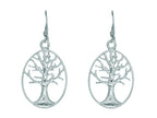Finejewelers Silver with Rhodium Finish Open Oval Tree Of Life Drop Earrings