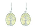 Finejewelers Silver with Rhodium Finish Mother of Pearl Tree Of Life Drop Earrings
